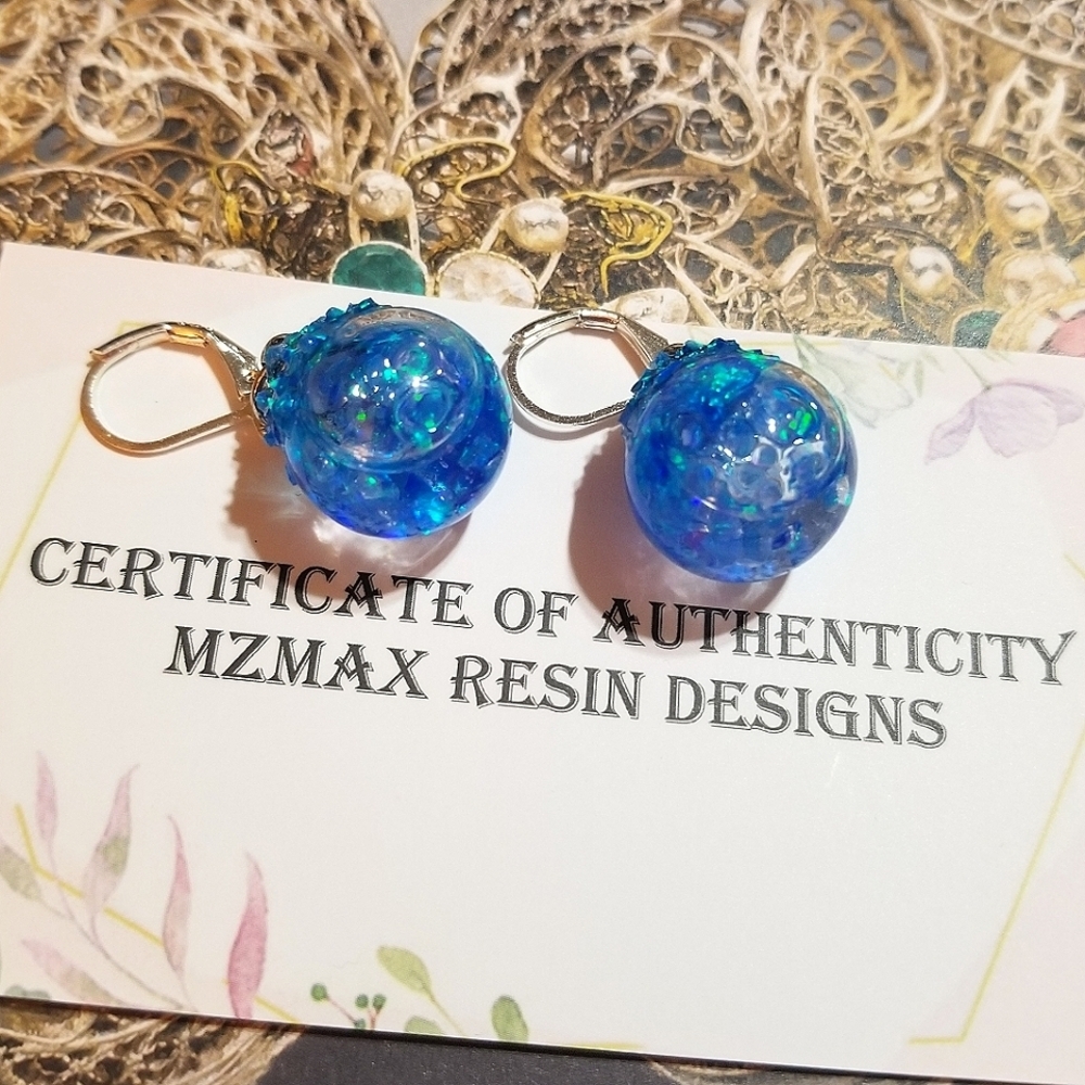 FLOATING OPALS MzMax Resin Designs Earrings - Picture 2 of 8